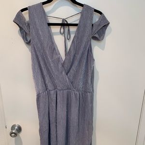 Silver Grecian Dress, With off the Shoulder Detail